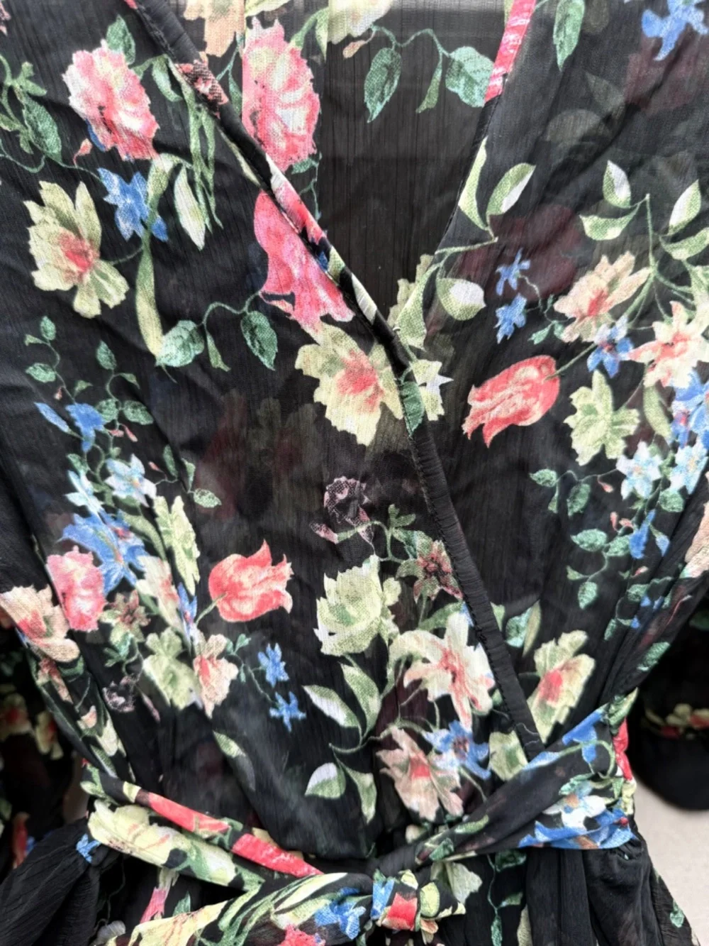 Spy Zone Black Sheer Floral Feminine Summer Maxi Dress Wedding Graduation Size S - Picture 6 of 12